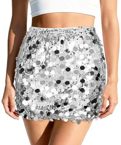 XquiziFit Sequin Skirt Mini for Women Sparkly Glitter Sexy Micro Skirts Party or Nightlife