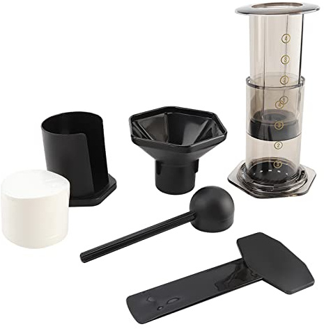 ANKROYU Espresso-Kaffeemaschine-Set, manuelle tragbare Kaffeekanne mit Filterpapier und Mini-Mühle für Zuhause, Büro, Reisen, PET-Material, 500 g, 140 mm