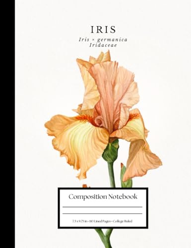 Iris Composition Notebook: Botanical Flower Journal: College Ruled · 110 Pages · 7.5 × 9.75 in