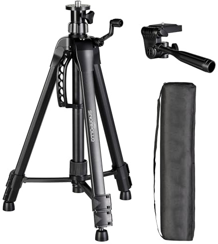 SinoApollo Laser-Stativ SLT01 – Höhenverstellbar 47–130 cm, Aluminium Stativ mit Kurbel-Feinhub, 360° Drehkopf, 1/4“, 5/8″ Anschluss, abnehmbarer 3-Achsen-Neiger & Doppel-Libelle für Kreuzlinienlaser