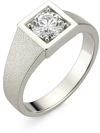 Moissanite Ring Weißgold, Engagement Ring Damen Siegelring mit Moissanit 9K 14K 18K Weißgold