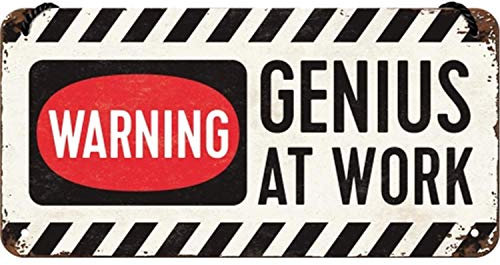 Nostalgic-Art, Plaque à Suspendre, Genius at Work – Panneau d'avertissement comme idée de Cadeau, en métal, Déco Design Retro, 10 x 20 cm