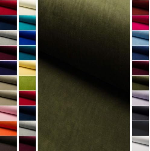 StoffBook oliv edel Baumwolle samtstoff Velours Velvetstoff stretch Stoff zum nähen & kleben für Mode, Dekoration, diy, Kinder Erwachsene, Nickisamt, d517