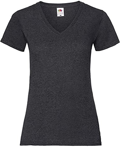 Fruit of the Loom Ladies Lady-Fit Valueweight V-Neck Short Sleeve T-Shirt (2XL, Dark Heather)