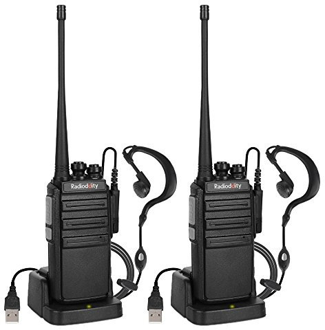 Radioddity GA-2S Walkie Talkies Professional UHF Long Range Walkie Talkie Rechargeable Handheld Two Way Radio with Micro USB Charging Air Acoustic Earpiece for Adults (2 Pack)