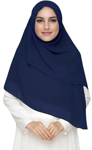 Lina & Lily Premium Chiffon Damen Muslim Hijab Kopftuch Schal Quadrat 145 x 145cm (Marineblau)