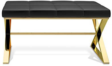 Decor Walther Sitzbank mit Polster und goldenem Gestell Bench (Gold/Weiß)
