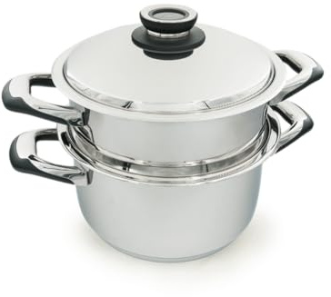 ECOVITAM Dampfgarer 6 l, Edelstahl 18/10 | Durchmesser 24 cm | ohne PFAS | für alle Herdarten einschließlich Induktion | integriertes Thermometer | Hergestellt in Italien