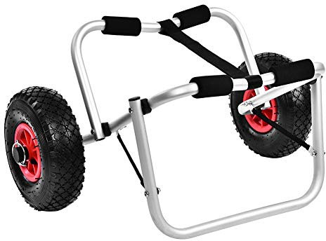 Dioche Kajak-Transport, Aluminiumlegierung, Kajak, Kanu, Rad, Dolly Boot, Transportwagen mit zwei 25,4 cm Rädern, Traglast bis zu 80 kg
