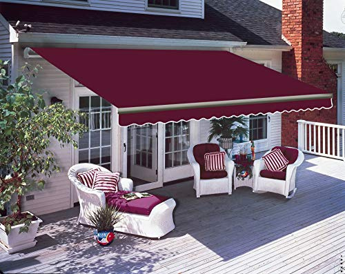 Green Bay 3.5 x 2.5m Manual Retractable Awning Patio Canopy Wine Red