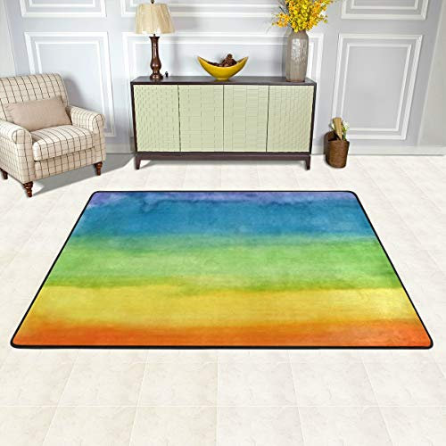 Rootti Teppich, bunt, gestreift, rutschfest, für Wohnzimmer, Esszimmer, Schlafzimmer, Küche, Flur, 200 x 150 cm