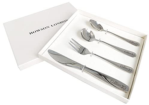 Personalised Children's Cutlery Set Engraved Kid Knife Fork Spoon 4pcs Stainless Steel Kids Toddler Cutlery Set Gift with Any Name with Gift Box for Christmas Hand Finished in UK (Rabbit)