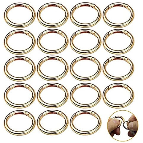 20 Stück Runde Karabiner 33mm Gold - Zinklegierung Snap Haken Verbinder Ringe, Snap Sprung Ringe für Bastelarbeiten und Taschenzubehör Schlüsselring Schnalle