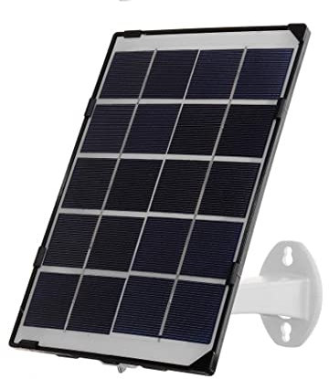NUZAMAS Fuente de alimentación de panel solar de 4 W con cable de 5 m, diseñado para cámaras de batería recargables inalámbricas, viene con interfaz micro / mini USB y kit de instalación