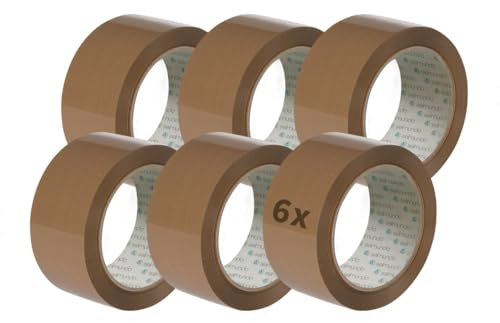 selmundo Packband | Paketband | Verpackungsklebeband | 50mm x 66m | braun, Menge:6