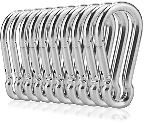KOHAND 10 PCS M8 Stainless Steel Spring Link, Heavy Duty Spring Snap Hooks, Metal Quick Link Connector Snap Hook for Ourdoor Camping, Hiking, Fishing, 500 Lbs Load Capacity