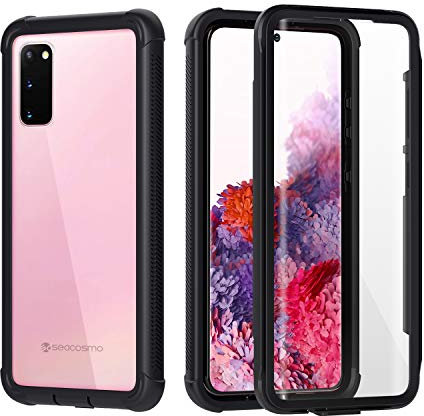 seacosmo Samsung Galaxy S20 Hülle, Stoßfest Cover S20 360 Grad vollschutz Handyhülle Rugged Schutzhülle S20 mit eingebautem Vorderseite (ohne Displayschutz), Schwarz
