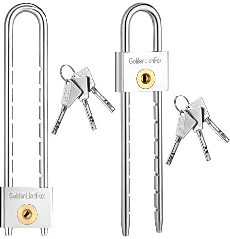 2 Paquetes de Candados con Grillete Largo con Llave 2 Pulgadas Grillete de Plata de Longitud Ajustable Extraíble de Latón Macizo para Puerta Armario Caja de Seguridad Candados de Bicicletas