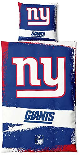 New York Giants NFL Bettwäsche Set ** Raw ** Baumwolle, Reißverschluss, 135x200 cm Bettdeckenbezug und 80x80 cm Kissenbezug