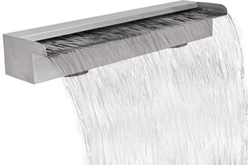 HOMIUSE Fontana a cascata per piscina, rettangolare, in acciaio inox, 60 cm, L, cascata, giardino, cascata, stagno, piscina, cascata, in acciaio inox, cascata da giardino, cascata, fontana