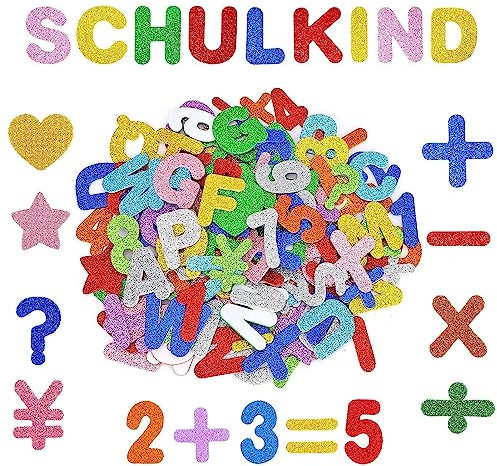 150pcs Moosgummi buchstaben Glitter Schaumstoff Aufkleber Selbstklebend Glitzer Buchstaben Aufkleber ABC Moosgummi Zahlen für Kinder DIY Handwerk