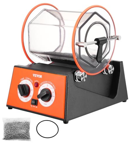 VEVOR Polisseur de Bijoux 5 kg 60 W Machine de Polissage de Bijoux 5 Vitesses 0-60 mins Réglable Polisseuse à Tambour Rotative Action Bidirectionnel pour Polir Pierre Roche Fer Bijoutier Bijouterie