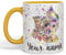 Vixar Personalised with Your Text Yorkshire Terrier Yorkie York Dog Pet Animals Watercolour Art Coloured Ceramic Mug Cup Gift 330ml 11oz Custom Work Office Tea Coffee (O2) (G Yellow)