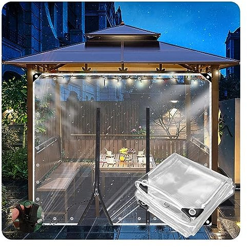 Bâche en PVC avec Fermeture À Glissière, Bâche Transparente Rideau de Porte de Garage, Éclair Matériau PVC Imperméable Résistance Au Déchirement pour Gazebo /Couloir ( Size : H1.5xW3m/H4.9xW9.8ft )