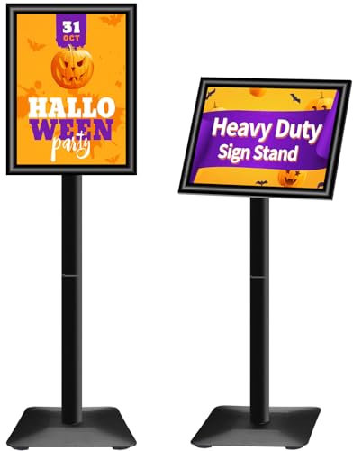 VAIIGO A3 poster sign stand, réglable menu notification présentoir avec Heavy Duty base en fonte, porte - logo au sol pour poster, publicité, vente, présentoir de signalisation, noir