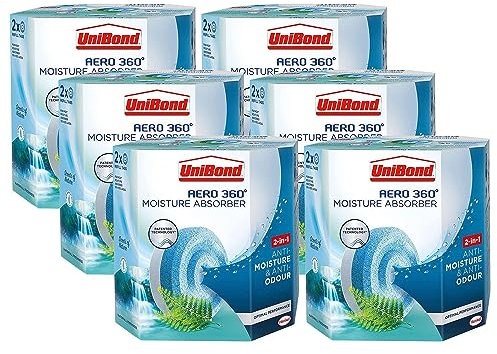 UniBond AERO 360° Moisture Absorber Waterfall Freshness Refill Tab, Aromatherapy, Ultra-Absorbent and Odour-Neutralising, Dehumidifier, Condensation Absorbers, Twin Pack (12 x 450g)