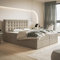MOTIVENA Costa Boxspringbett 180x200 mit Bettkasten und Topper, Polsterbett 180x200 mit Bettkasten, Bonellfederkern-Matratze (H4), T28 Komfortschaumstoff Topper (H3), Samt, Beige