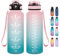 Grsta Trinkflasche - Trinkflasche 1,5 Liter - Trinkflasche Sport BPA Frei, Trinkflasche mit Strohhalm, Trinkflasche Kohlensäure Geeignet, Wasserflasche für Gym, Fahrrad, Fitness, Camping und Schule