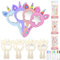 GAROMIA 12 Stück Einhorn Spiegel Holz Basteln Kindergeburtstag Holzspiegel Einhorn Holz Bastelset DIY Handwerk Kinderspiegel Prinzessin für Mädchen Bastelset Party ﻿ ﻿