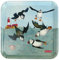 Emma Ball Diving Puffins - Bandeja cuadrada de melamina, 29 cm, color azul y verde