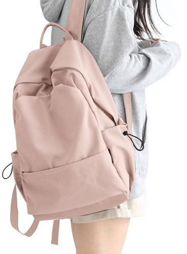 HYC00 Zaino Scuola Media Ragazza,Zaino da Scuola Superiore Ragazzo Zaino Università Leggero Resistente all'acqua College Casual Daypack,Zaini Scuola Cartella Adolescente Zaino PC 15.6 Pollici,Rosa L