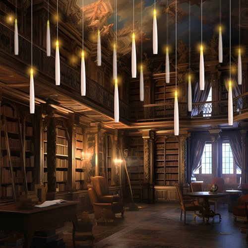 KIKILIVE Floating Candles with Magic Wand Remote, 20pcs Hanging Magic LED Candles for Christmas, Wedding, Halloween, Birthday Party