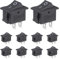 VEXUNGA Kippschalter 2 Polig Wippschalter Ein Aus Schalter 6A 250VAC 10A 125VAC Schwarz Einbauschalter Eingebettet Rechteck ON OFF 2 Position 2Pin Boot Switch (10 Stück)
