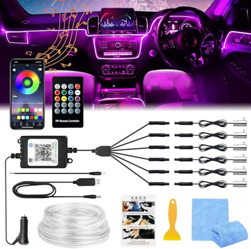 Auto LED Innenbeleuchtung,6M RGB Auto LED Umgebungslicht,Led Atmosphäre Licht Auto mit APP Steuerung und Fernbedienung,Led Auto Innenraumbeleuchtung,Auto Atmosphärenlicht