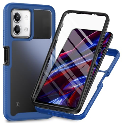 RonRun Funda para Xiaomi Redmi Note 13 5G con Protector de Pantalla Incorporado, Protección de 360 ° Anti Choque Transparente Carcasa Compatible con Xiaomi Redmi Note 13 5G Azul