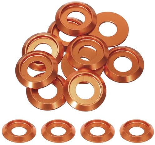QUARKZMAN M8 Rondelle Coniche Svasate, Dia Foro 8mm/0,31 Guarnizioni Alluminio per Viti RC/FPV/PC/Drone/Accessori Modelli Meccanici, Confezione da 10 (Arancia)