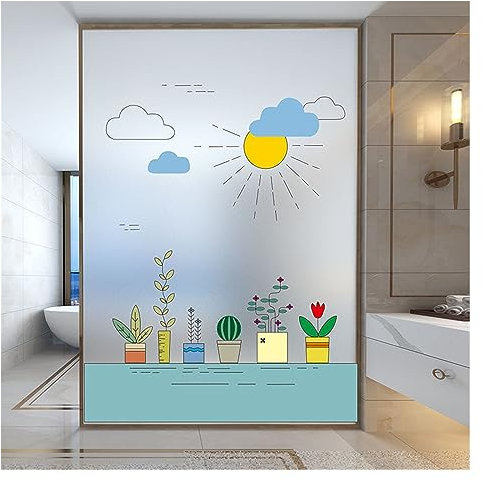 Kein Kleber, Sichtschutz-Fensteraufkleber, Vinyl, Blickdicht, flexibel, schmelzbar, Buntglasfolie, Fenster-Sichtschutzfolie (K 60 x 90 cm)