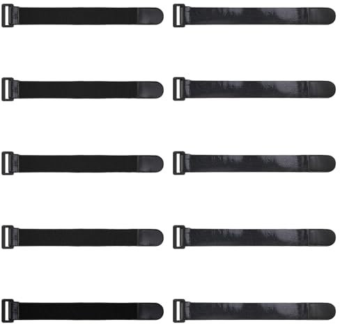 Upbeat Gurtbänder mit Klettverschlüssen 23 x 3cm (10 Stück), Klettband mit Schnalle, Elastische Gurte, Klettgurte und Packriemen für Schläuche, Verlängerungskabel, Fahrrad, Werkstatt, Hosengummi