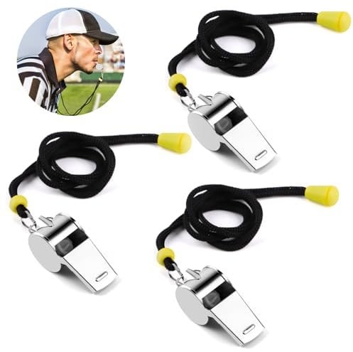 TNOMSNO Trillerpfeife, 3 Stück, Lauter Klarer Klang und mit Umhängeband Schiedsrichter Pfeife, Pfeife für Schulsport, Fußball, Spiele, Outdoor und Hundetraining