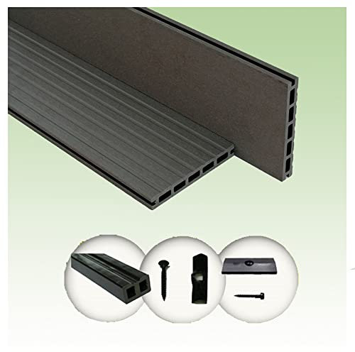 WPC Terrassendiele WoodoFes Komplettset – inklusive Unterkonstruktion & Clips – beidseitig begehbar, wetterfest & pflegeleicht – Farbe: anthrazit (40 m²)