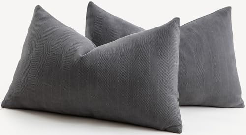 Mandioo 2er Set Kissenbezug 40x60 cm Mokka braun Chenille Kissenbezüge weich Gemütlich langlebig modern Zierkissenbezug Dekokissen Kissenhülle für Sofa Wohnzimmer Schlafzimmer