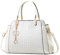 NICOLE & DORIS Elegante Handtaschen Damen Schultertaschen Kroko Henkeltasche Lackleder Frauen Umhängetasche Mittelgroß Tote Handtasche mit Anhänger Weiß