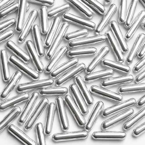 Lozadia 100g Edible Sprinkles Metalic Pearl Sprinkles Of Pearl Sugar Cake Sprinkles, Edible Cake Decorations, Sugar Balls for Cupcake Cakes Sprinkle On Birthday Wedding Party (Silver Rod)