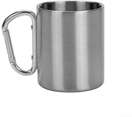 Versatile Stainless Steel Camping Cup Carabiner Attachment 300ml Capacity
