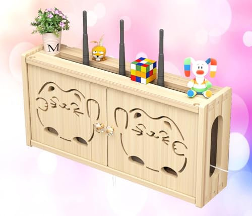 WLAN-Router Aufbewahrungsbox Router Box Wand Holz Wall Mount Cable Organizer Kabel Organizer Box,B-48x24cm