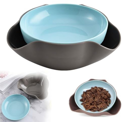 Shell Collecting Snack Bowl, Pistazienschale mit Muschelaufbewahrung, Nuss Edamame Bohnen Snackschalen, Nuss Doppelschale mit Werkzeug, Sonnenblumenkerne, Kirschen, Früchte, Süßigkeiten mit Schale